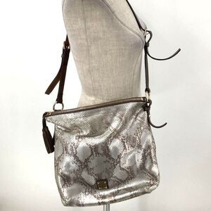 Dooney & Bourke Kitney Small Dixon Silver Exotic Python Crossbody Bag Purse